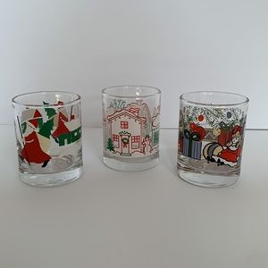 ANCHOR HOCKING 1988 Holiday Glass Votive Candle Holders